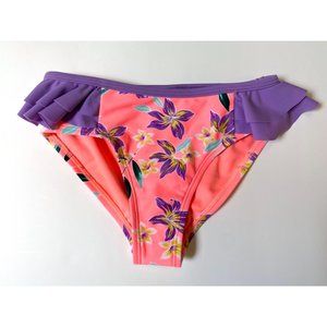 Angel Beach ruffle frill tropical floral bikini swim bottom NEW size 7